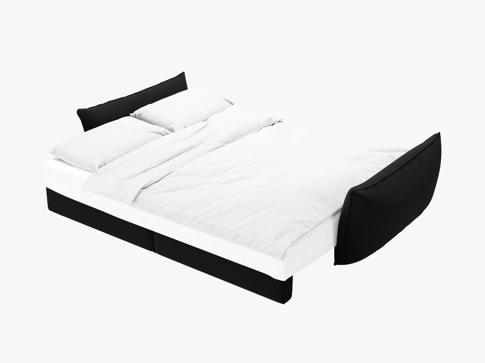 Micadoni Kaelle Schlafsofa 3-Sitzer mit Bettkasten Samt Bluvel Schwarz