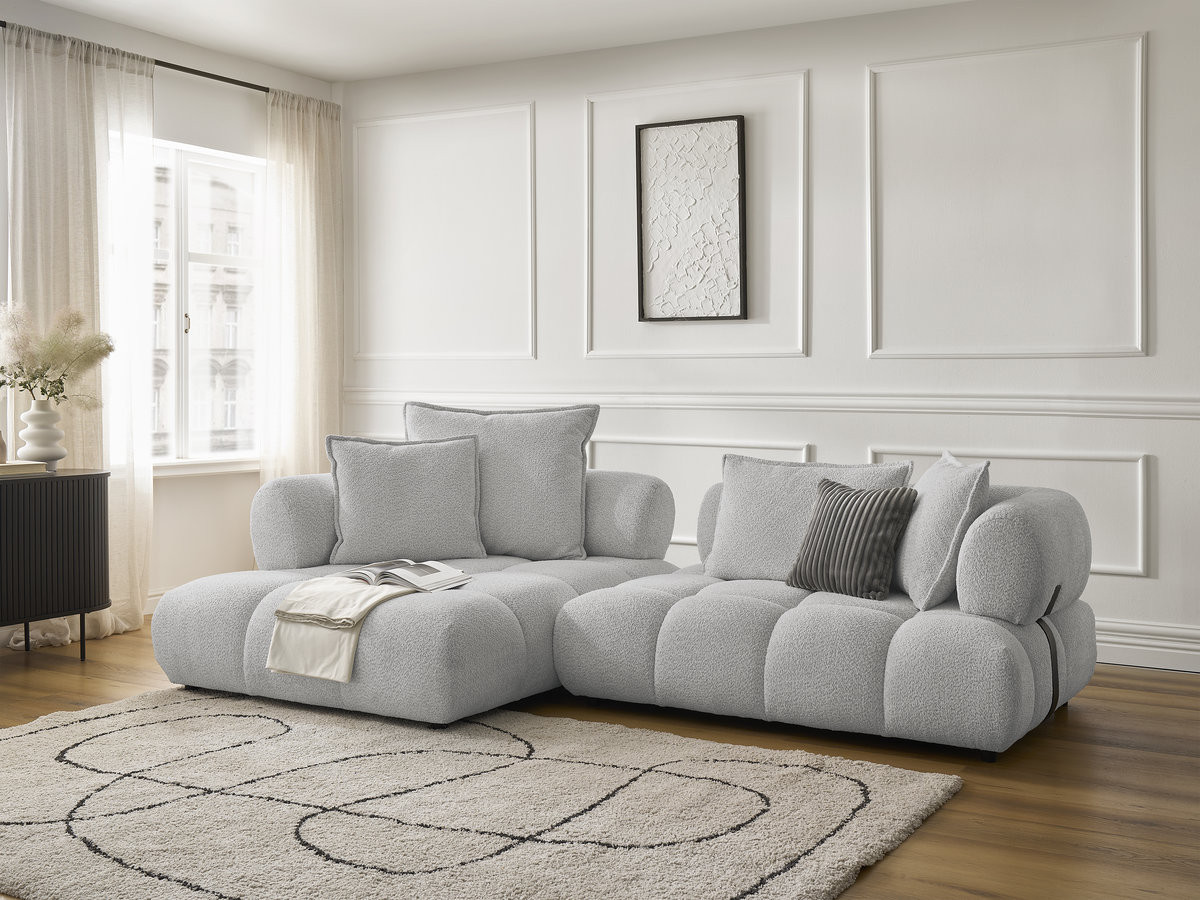 Bobochic Alya Ecksofa Bouclé-Stoff Hellgrau Ecke links