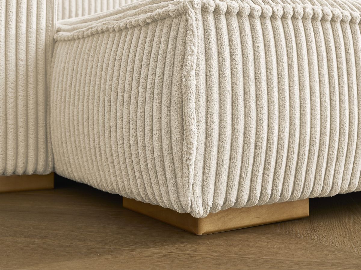 Bobochic Chelsea Ecksofa mit Schlaffunktion und Bettkasten Breitcord weich Taupe
