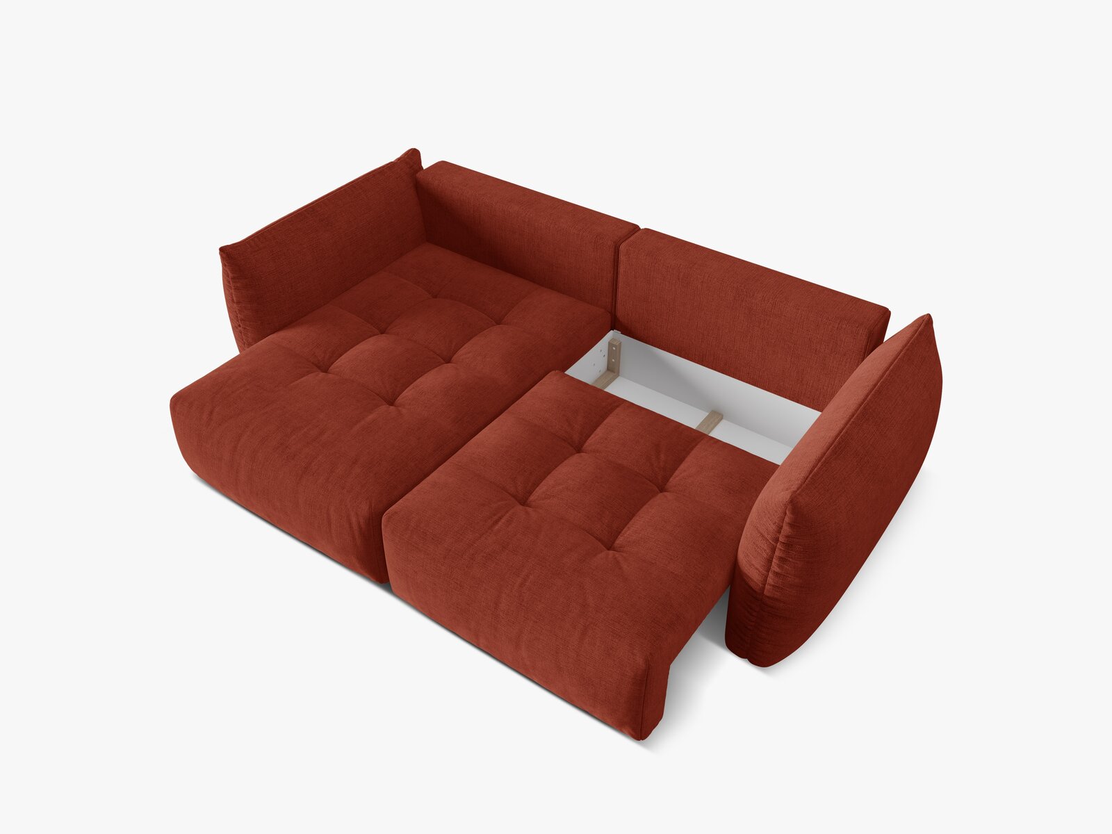 Micadoni Bloom Ecksofa 3-Sitzer mit Schlaffunktion Links Strukturierter Stoff Wind Kastanienbraun