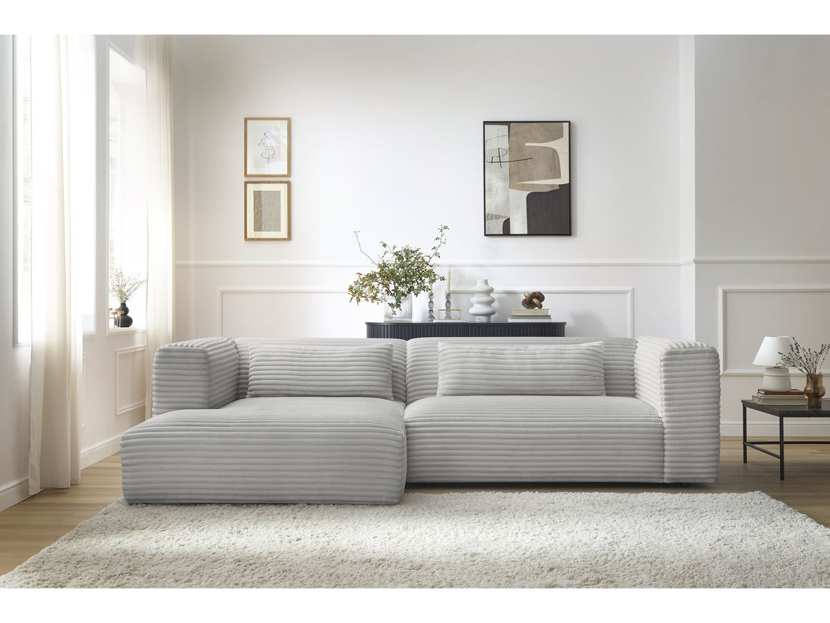 Bobochic Harry Ecksofa Breitcord weich Hellgrau Ecke links