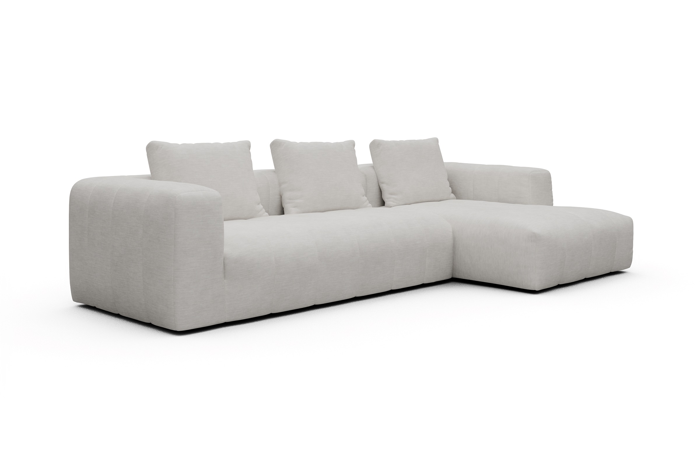 Ecksofa Hugo 2,5-Sitzer Armlehne links mit Chaiselongue Vivus-Dusty-Off-White