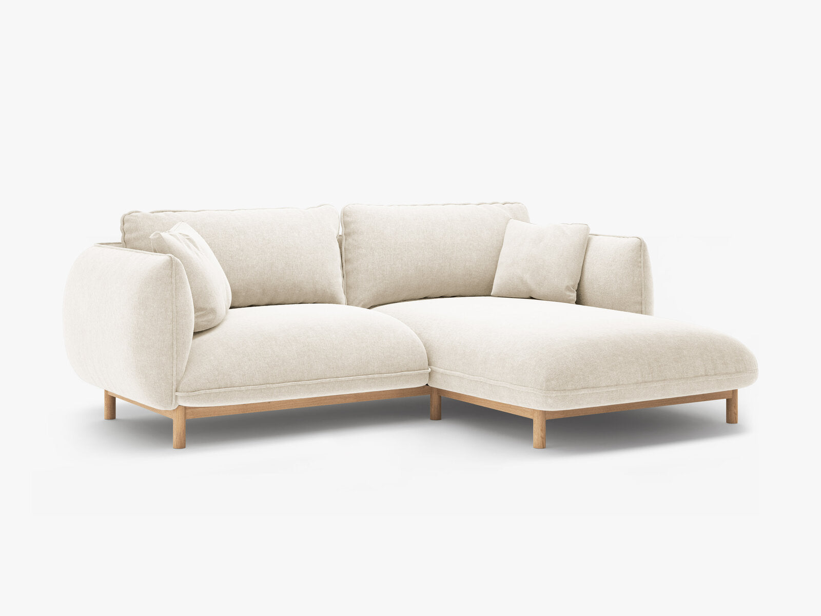 Micadoni Ada Ecksofa 3-Sitzer Rechts Strukturierter Stoff Wind Elfenbein