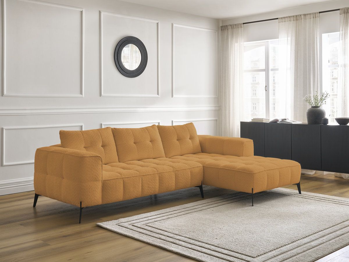 Bobochic Anis Ecksofa Bouclé-Stoff Gelb Ecke rechts