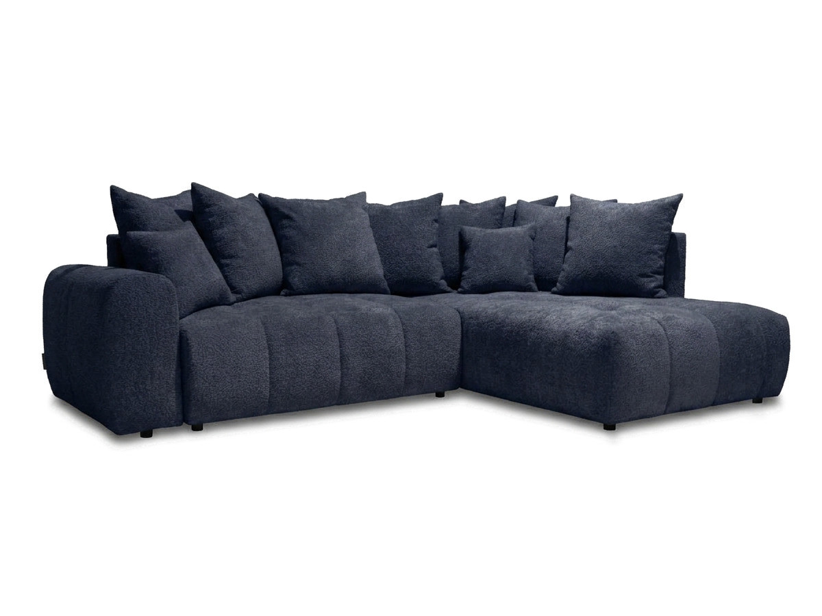Bobochic Roxelane Ecksofa mit Schlaffunktion und Bettkasten Bouclé-Stoff Dunkelblau Ecke rechts