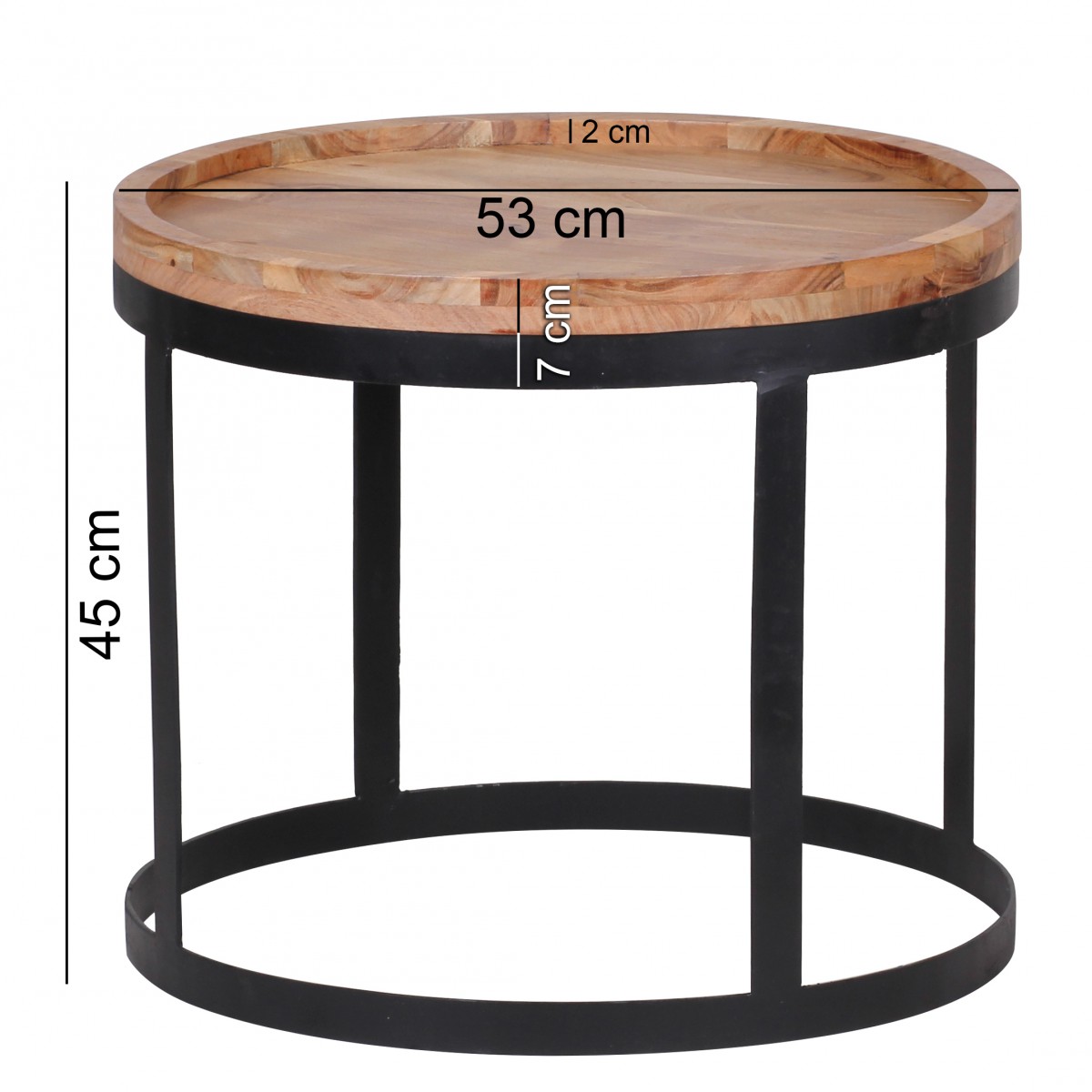 Satztisch 2er-Set Alden Massivholz Akazie Ø 53 cm