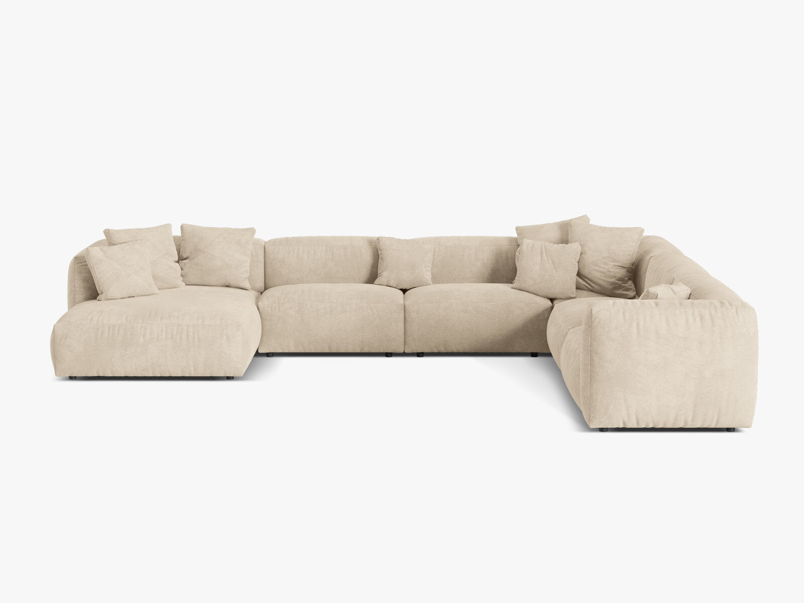 Micadoni modulares Ecksofa XL Martina 6-Sitzer Rechts Samt Vogue Helles Beige