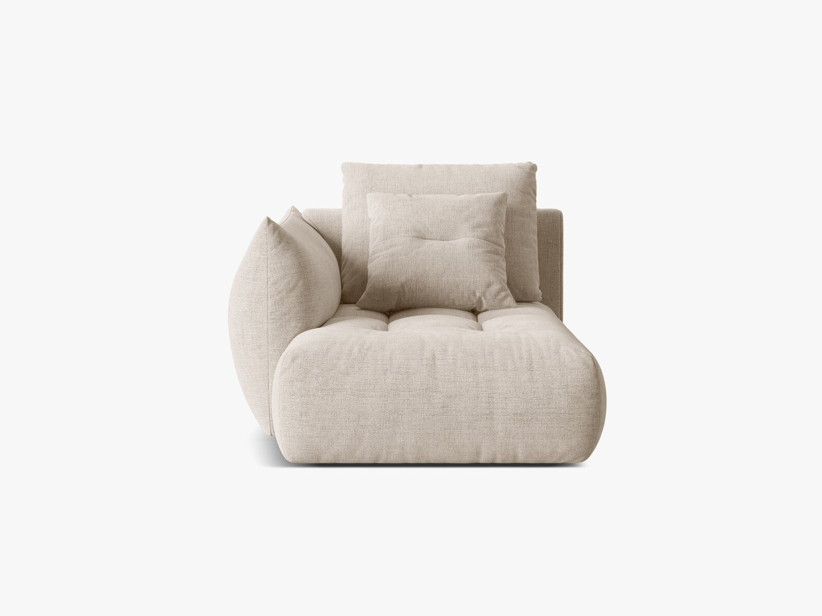 Micadoni Bloom Chaiselongue Links Strukturierter Stoff Wind Helles Beige