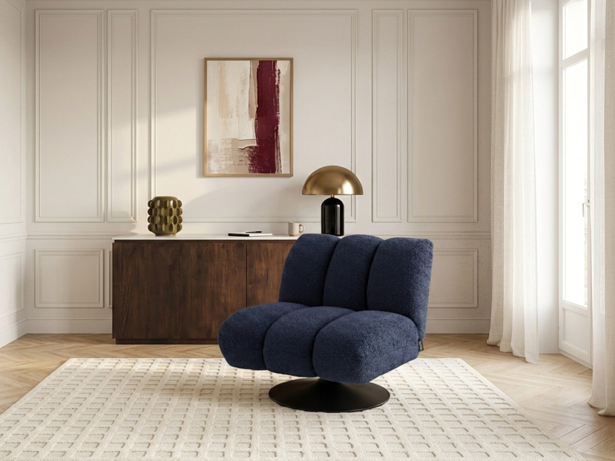 Bobochic Janissaire Sessel 79 × 89 cm Bouclé-Stoff Dunkelblau