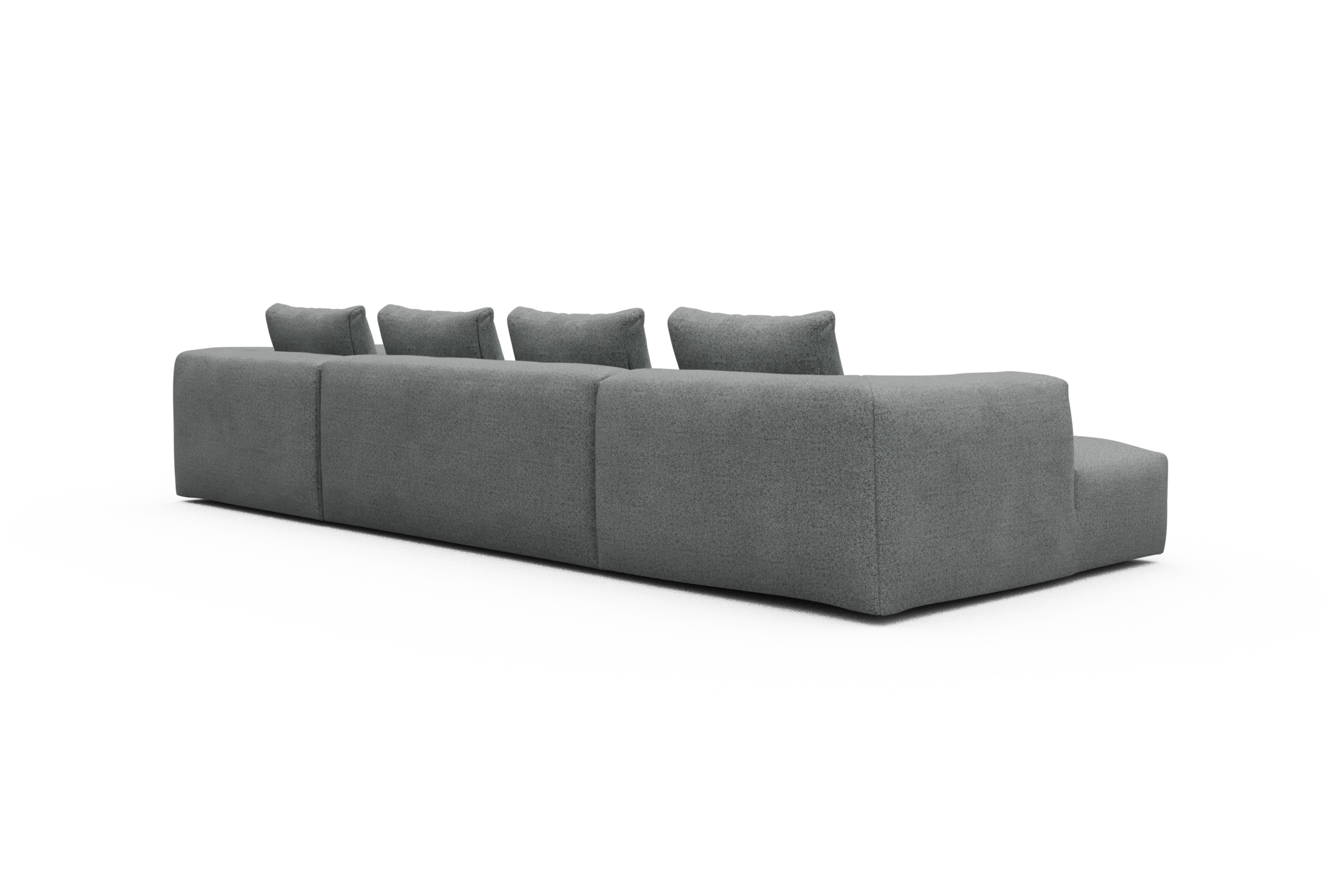 Wohnlandschaft Fred Relax-Ecke rechts mit 2-Sitzer und Chaiselongue links Aivi-Gravet-Grey