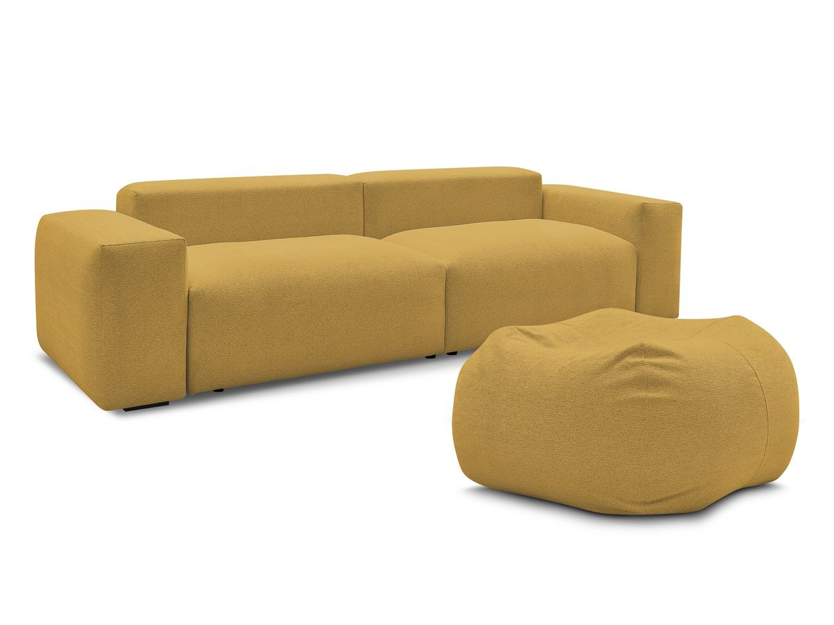 Bobochic Voltaire Sofa 5-Sitzer mit Pouf Melange-Stoff Gelb