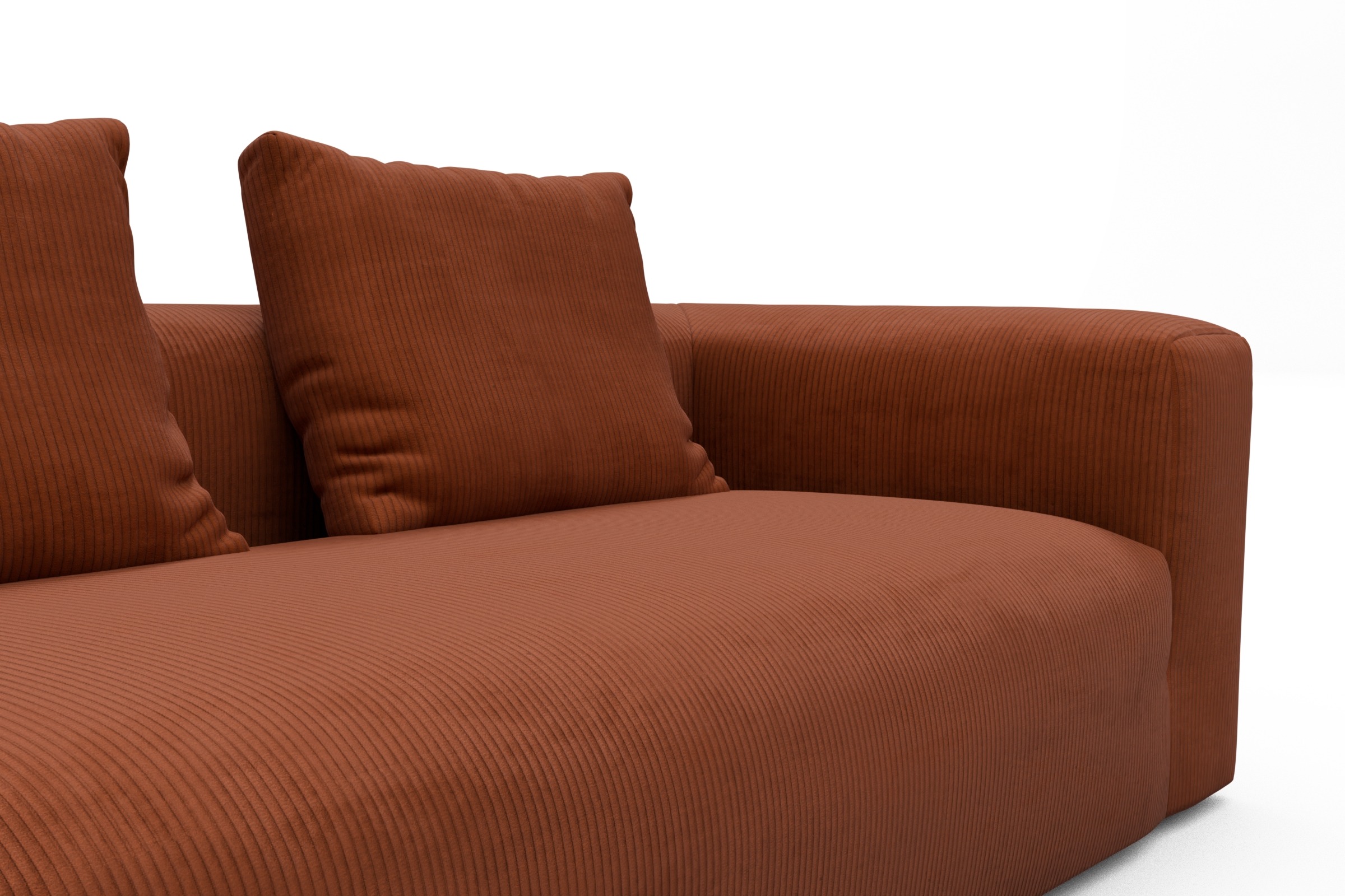 Sofa Modulares XXL Sofa Fred 5-Sitzer Corduroy-Burnt-Orange