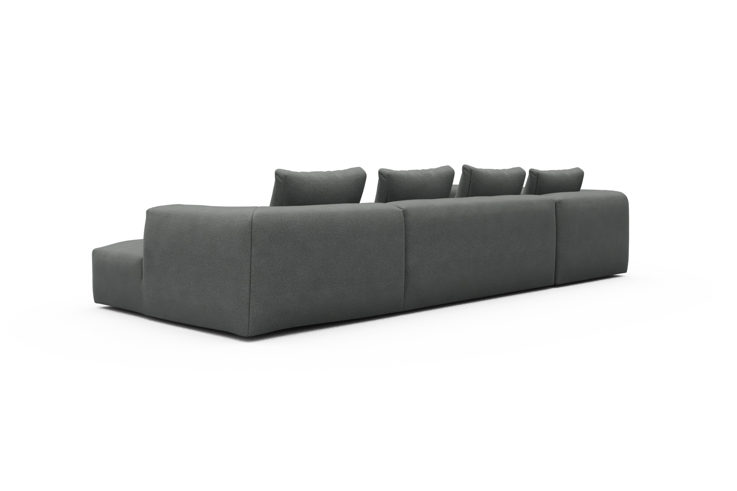 Wohnlandschaft Fred Chaiselongue rechts mit 2-Sitzer und lange Armlehne links Satya-Steel