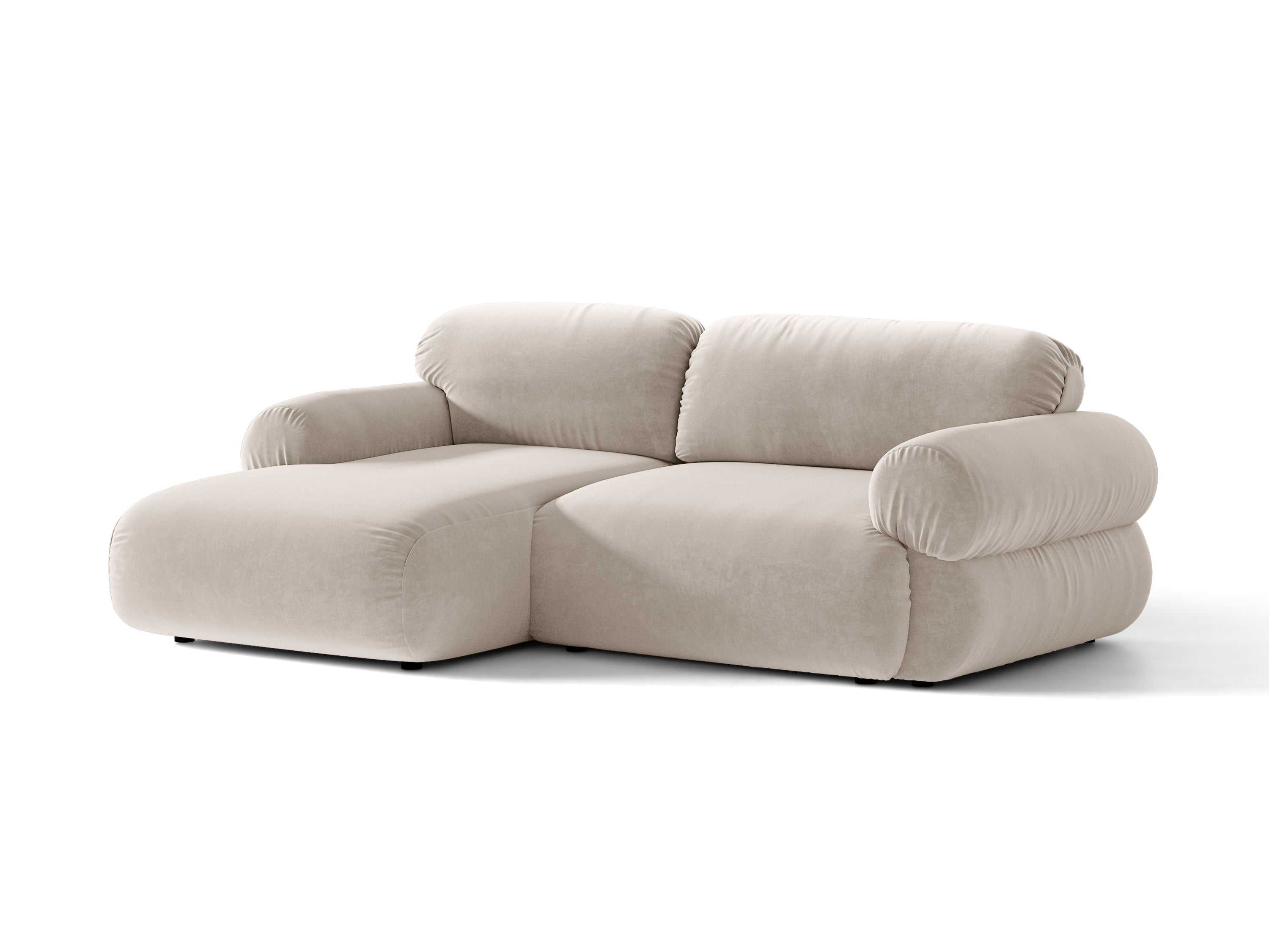 Micadoni Ophelia Ecksofa 4-Sitzer Links Samt Salvador Beige
