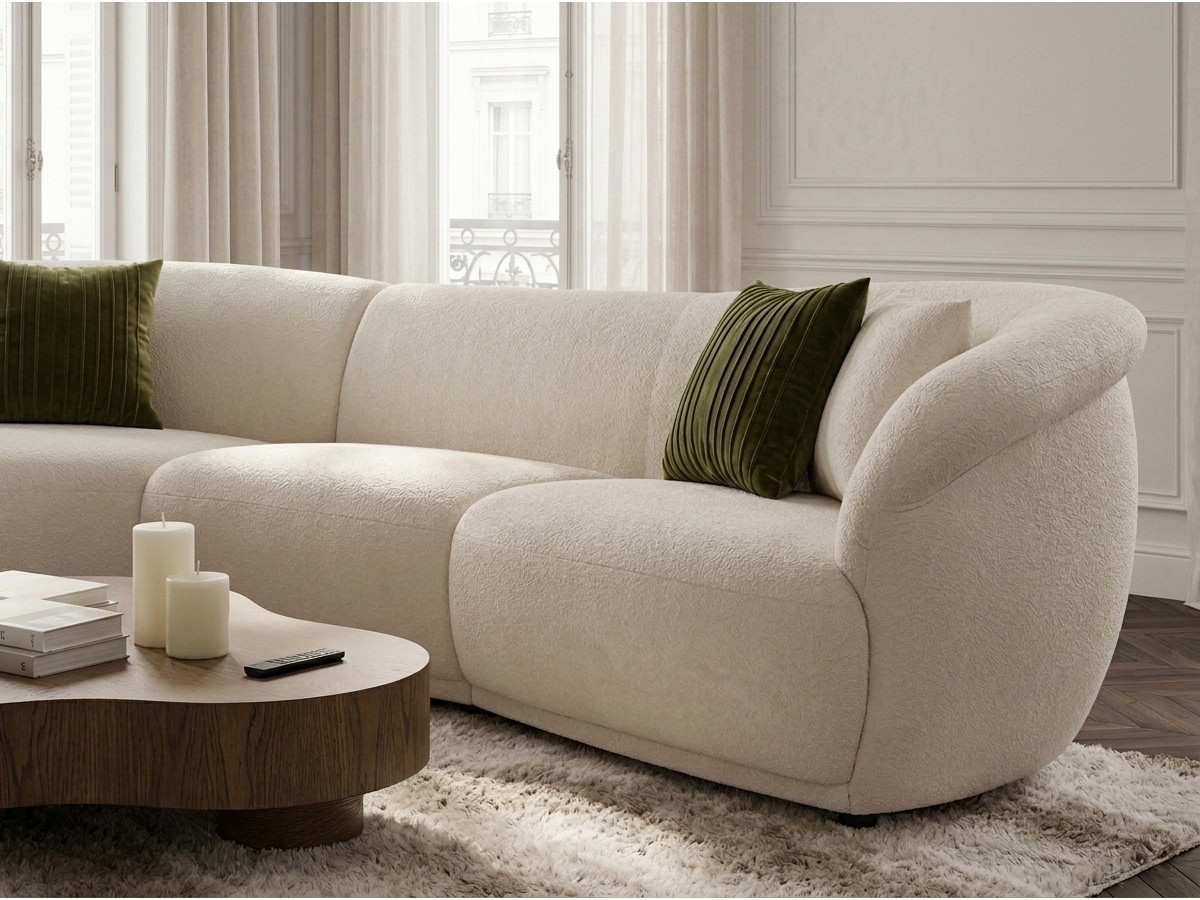 Bobochic Nora Ecksofa Chenille Weiß Ecke links