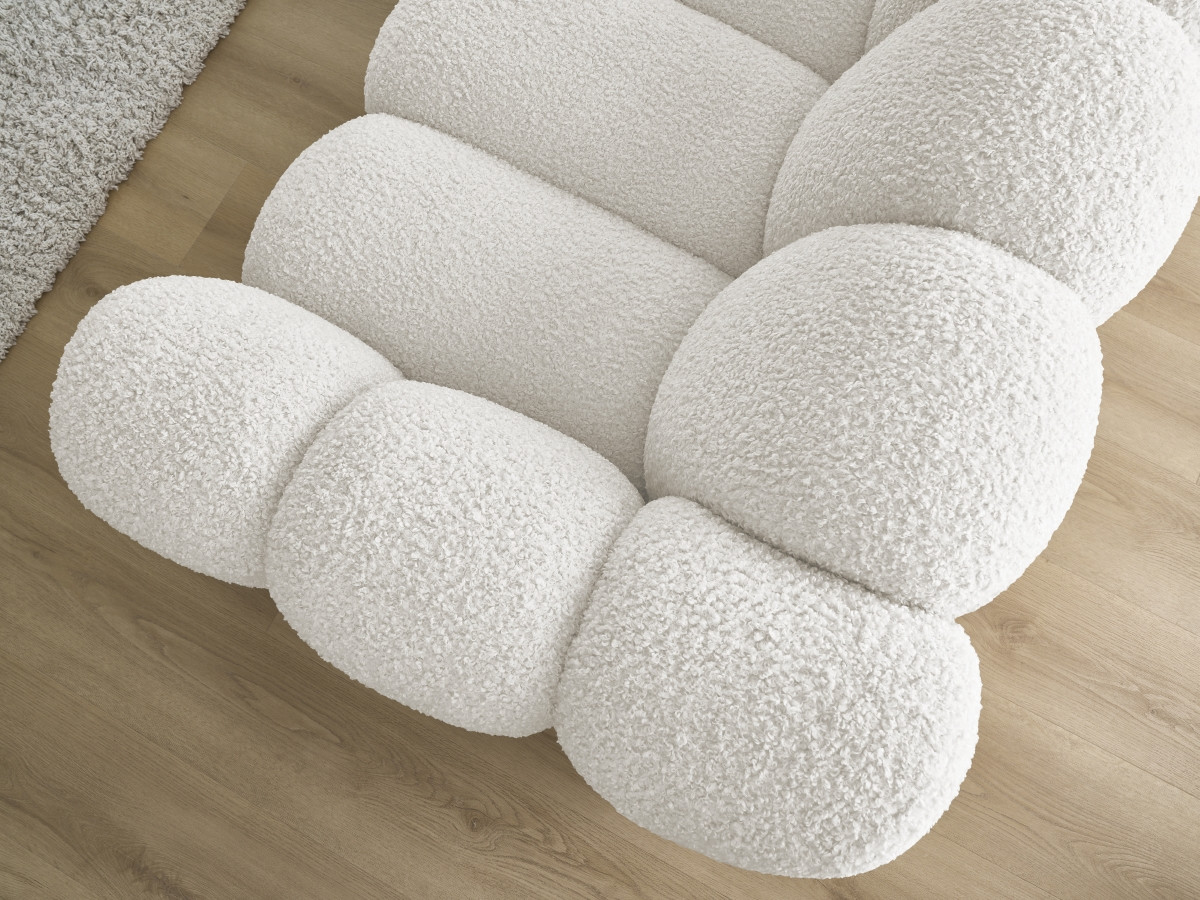 Bobochic Hippolyte Sofa 3-Sitzer Bouclé-Stoff Weiß