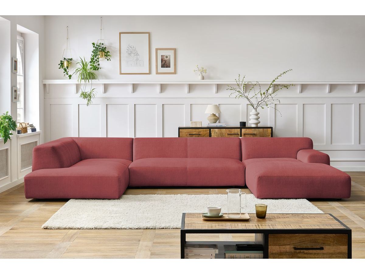 Bobochic Lavena Wohnlandschaft 399 × 220 cm Samt Orange Ecke rechts