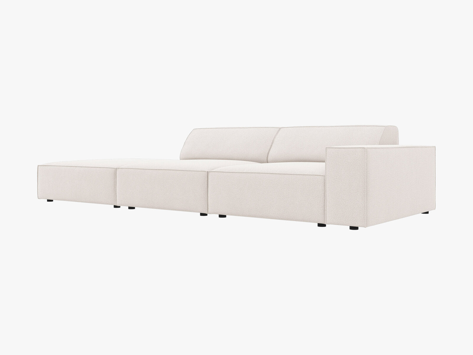 Micadoni Sofa Jodie 3-Sitzer Links Strukturierter Stoff Megan Helles Beige