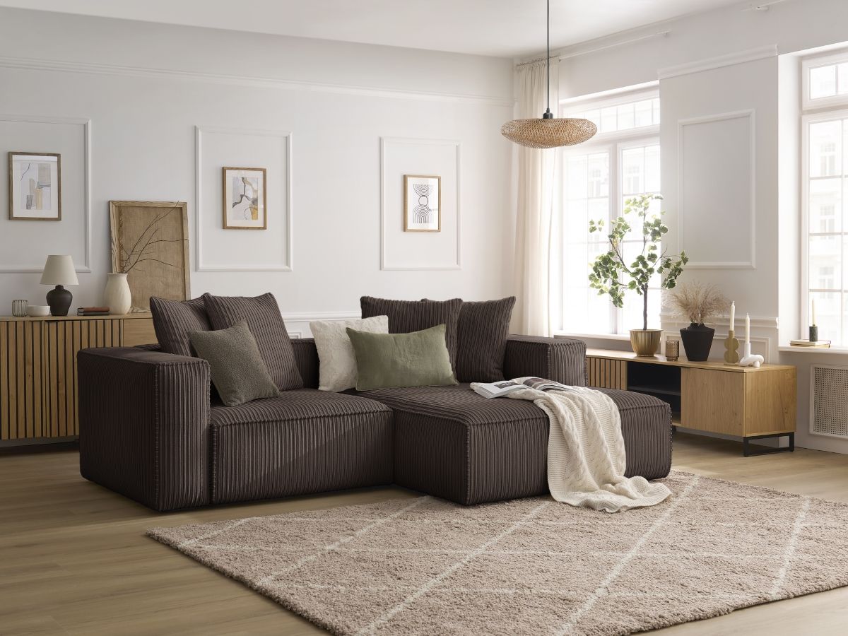 Bobochic Nina Ecksofa Cordsamt Braun Ecke rechts
