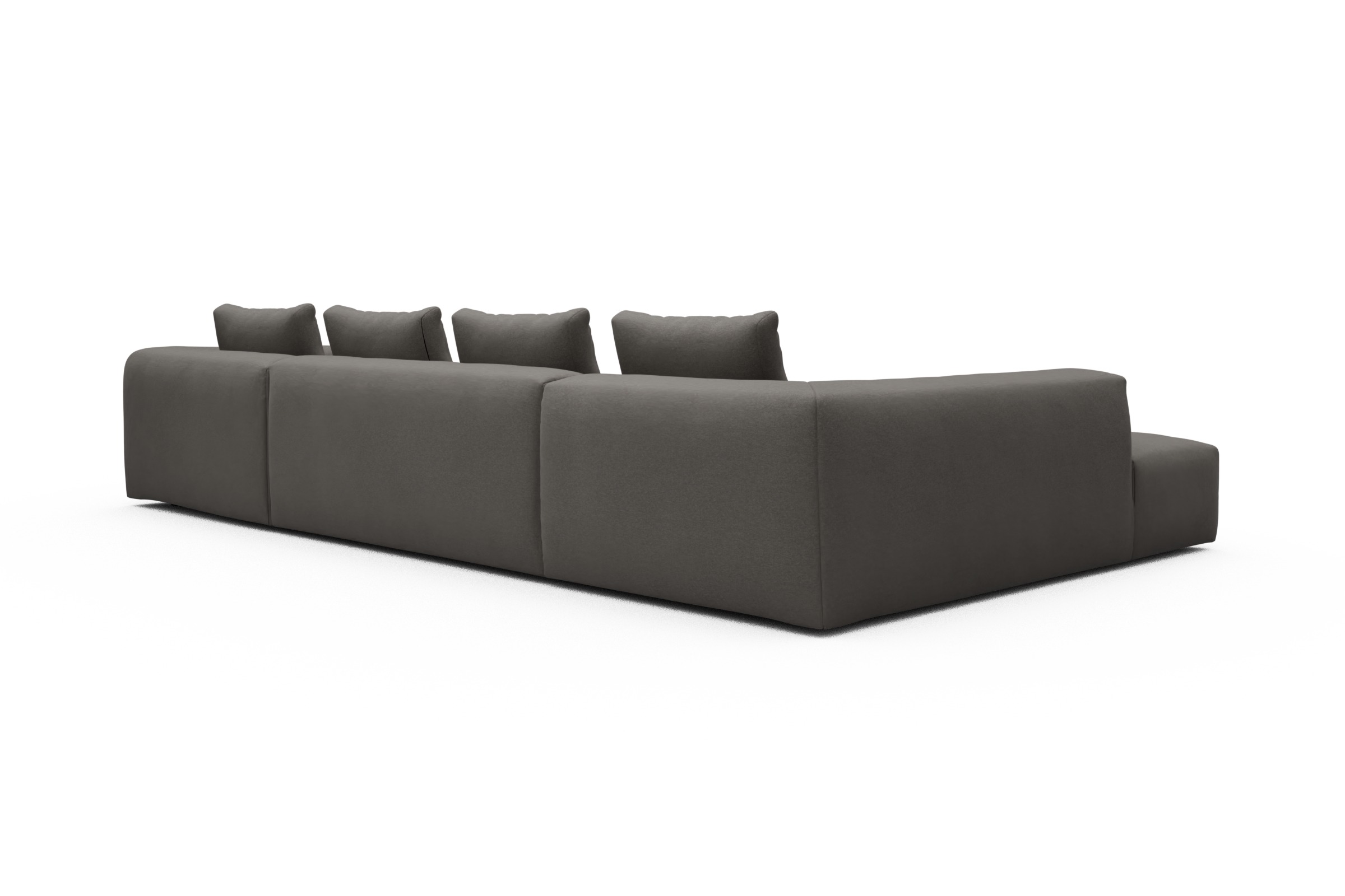 Wohnlandschaft Fred Relax-Ecke links mit 2-Sitzer und Chaiselongue rechts Strukturierter Stoff Satya 446-Taupe-Brown