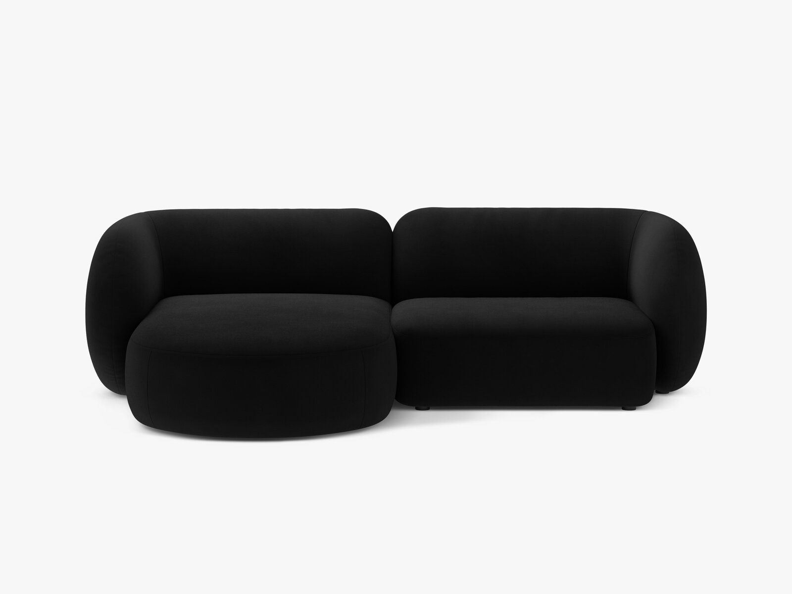 Micadoni Ecksofa Kate 2-Sitzer Links Samt Salvador Schwarz