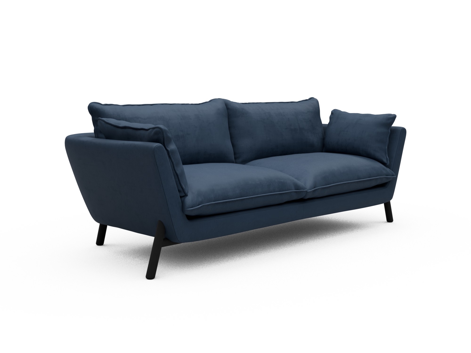 Skandi Home Sofa Emil Soft 3-Sitzer Beinfarbe Eiche Schwarz Cordufine-Royal-Blue moebelfaktor