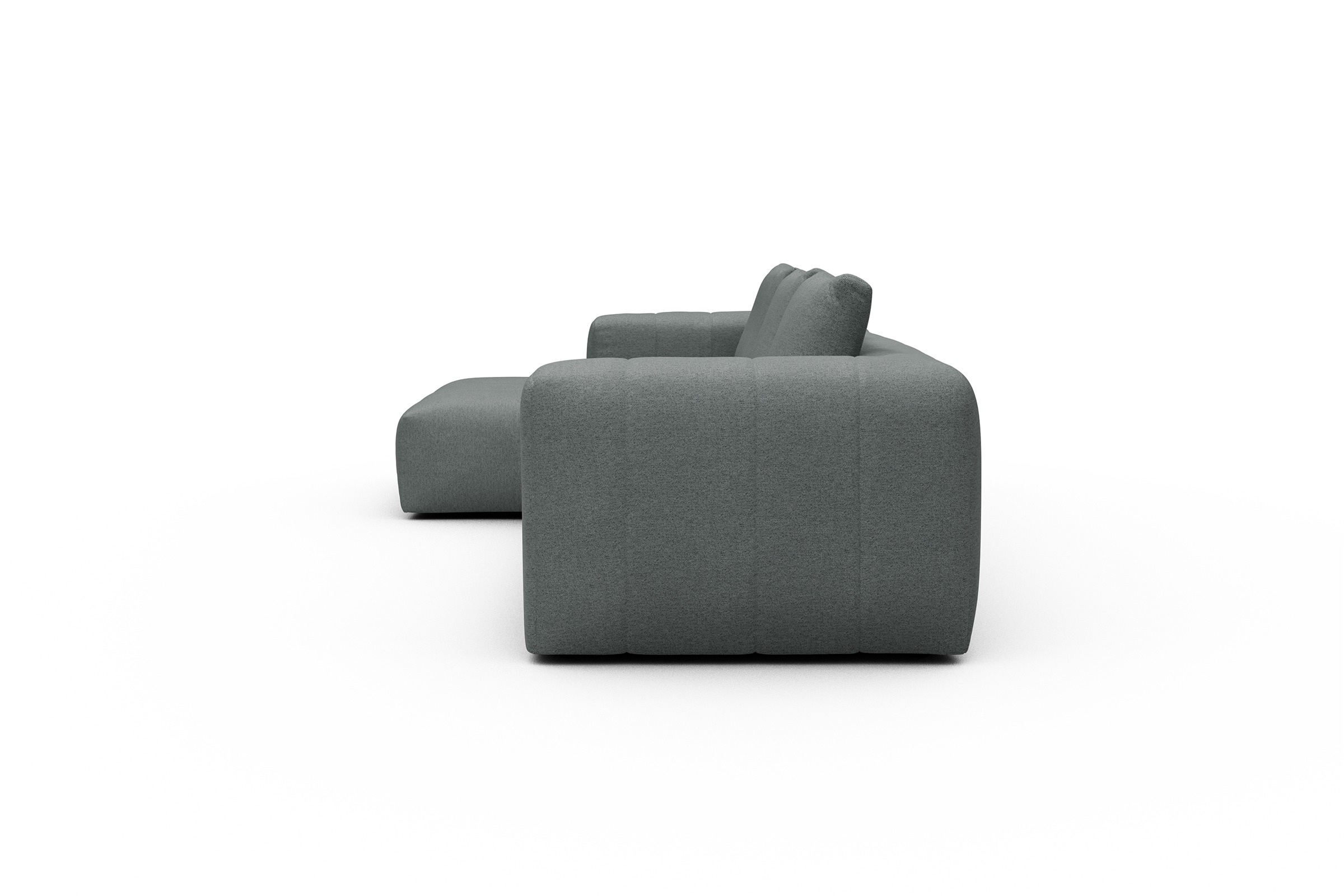 Ecksofa Hugo 2,5-Sitzer Armlehne rechts mit Chaiselongue Denari-Soft-Grey