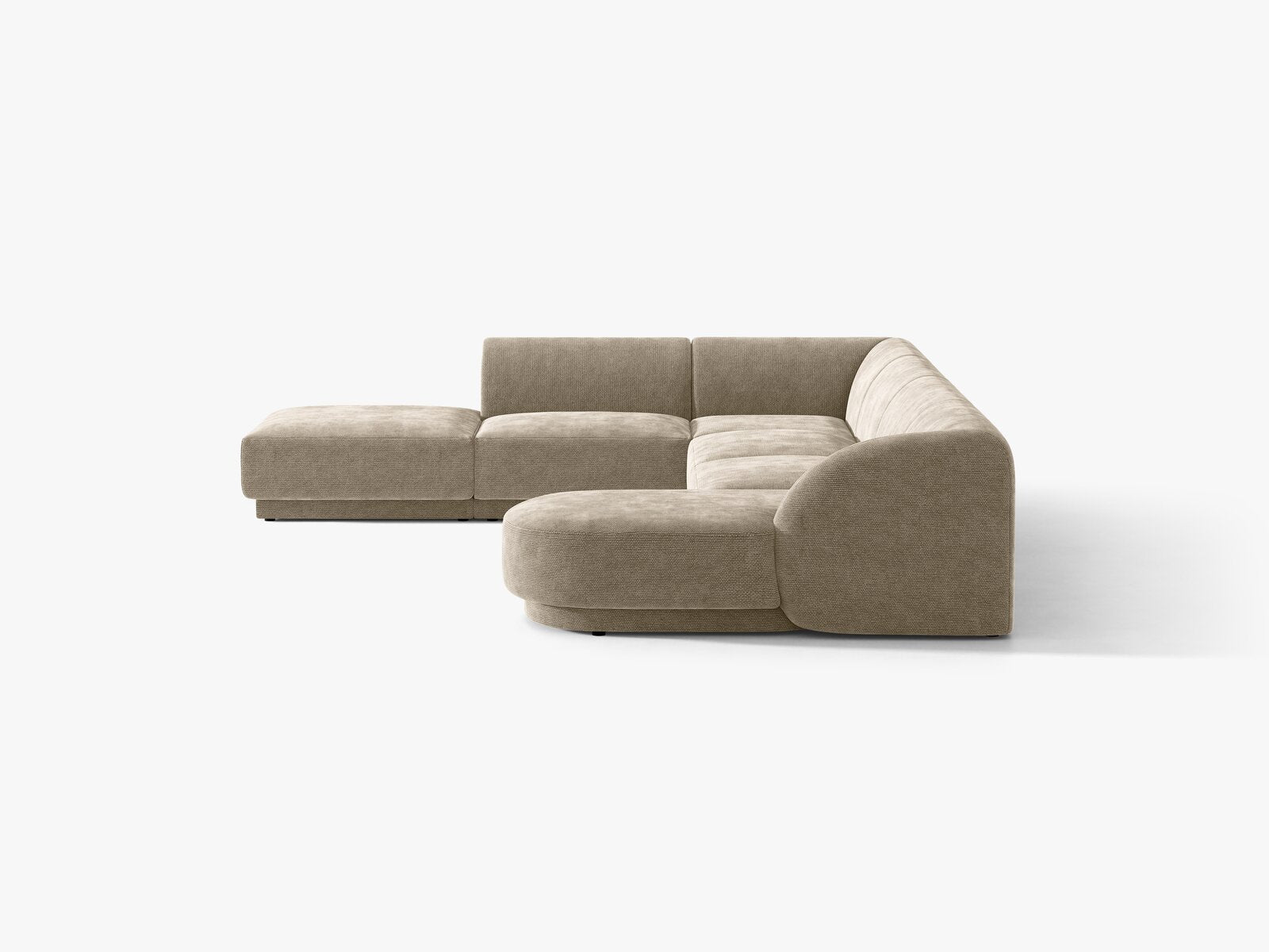 Micadoni Panorama-Ecksofa Miley 6-Sitzer Links Chenille Haga Beige
