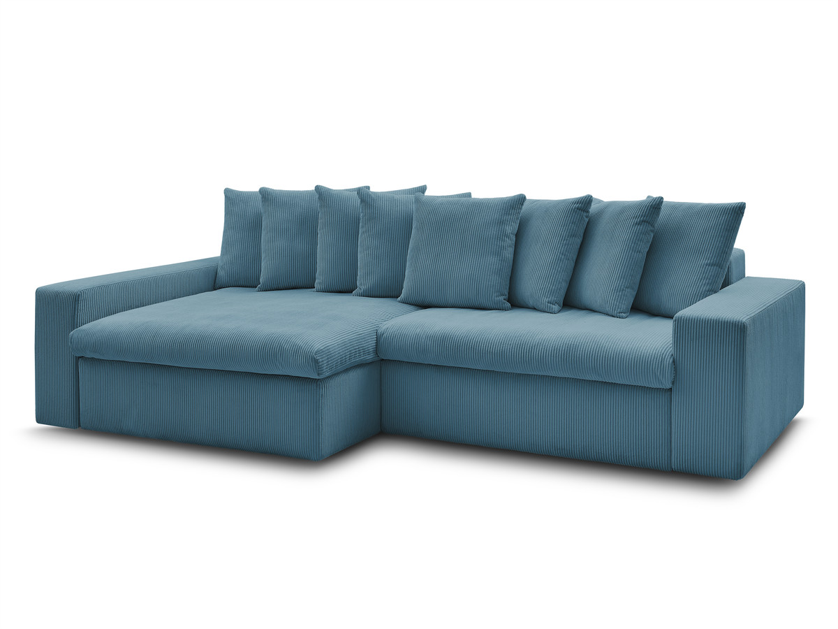 Bobochic Enore Ecksofa 330 × 157 cm Cordsamt Hellblau Ecke links