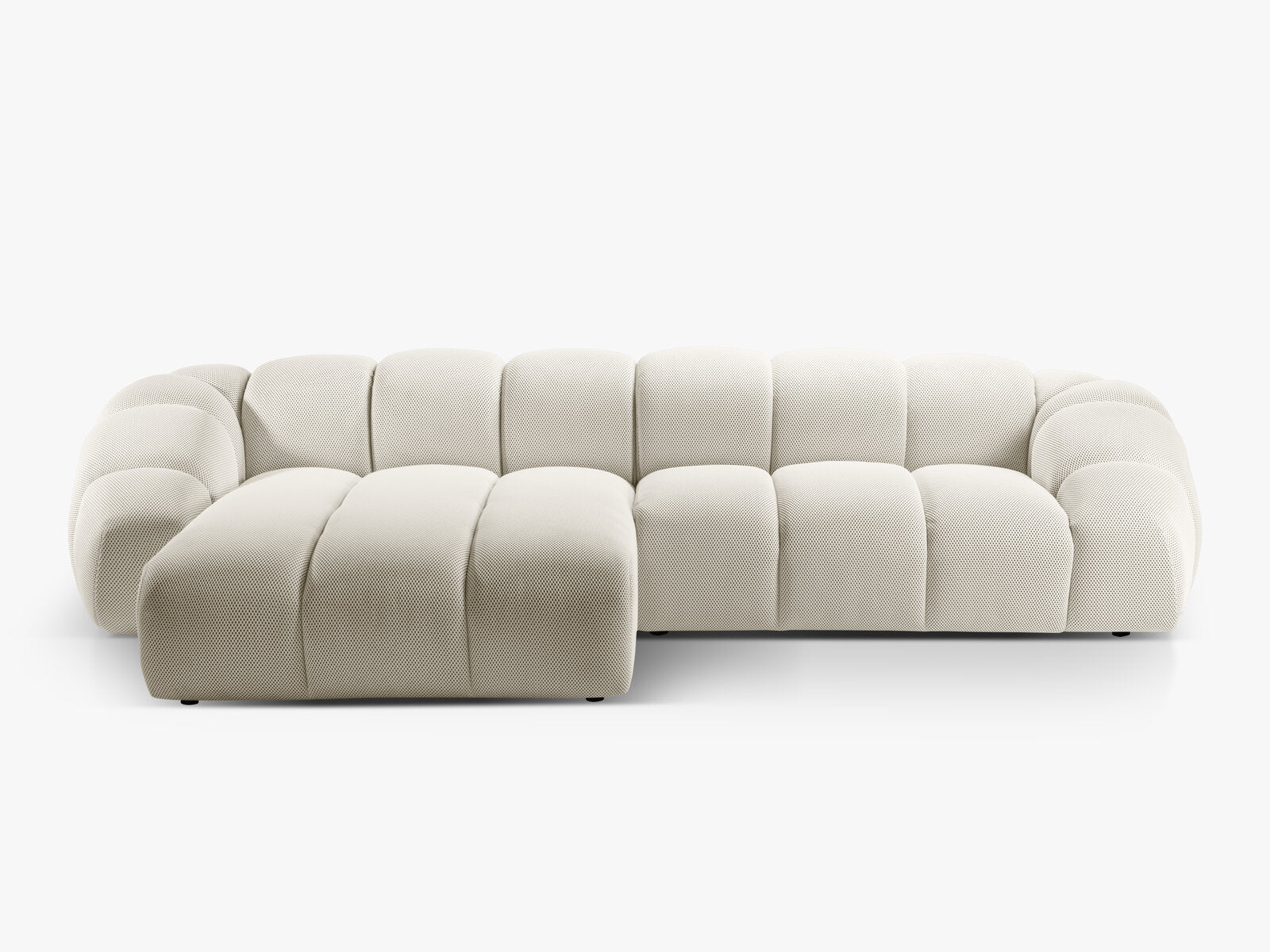 Micadoni Ecksofa Diana 4-Sitzer Links 3D-Stoff Helles Beige