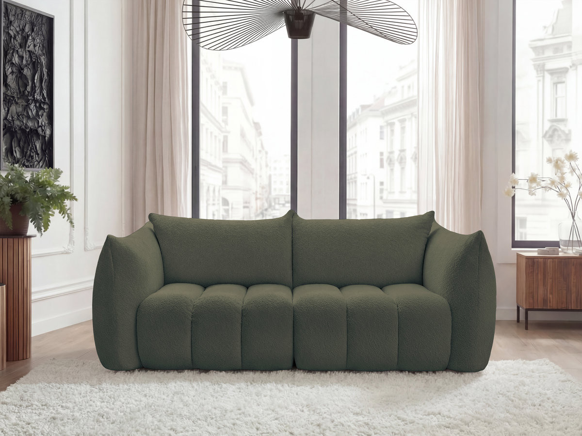 Bobochic Azra Sofa 3-Sitzer Bouclé-Stoff Grün