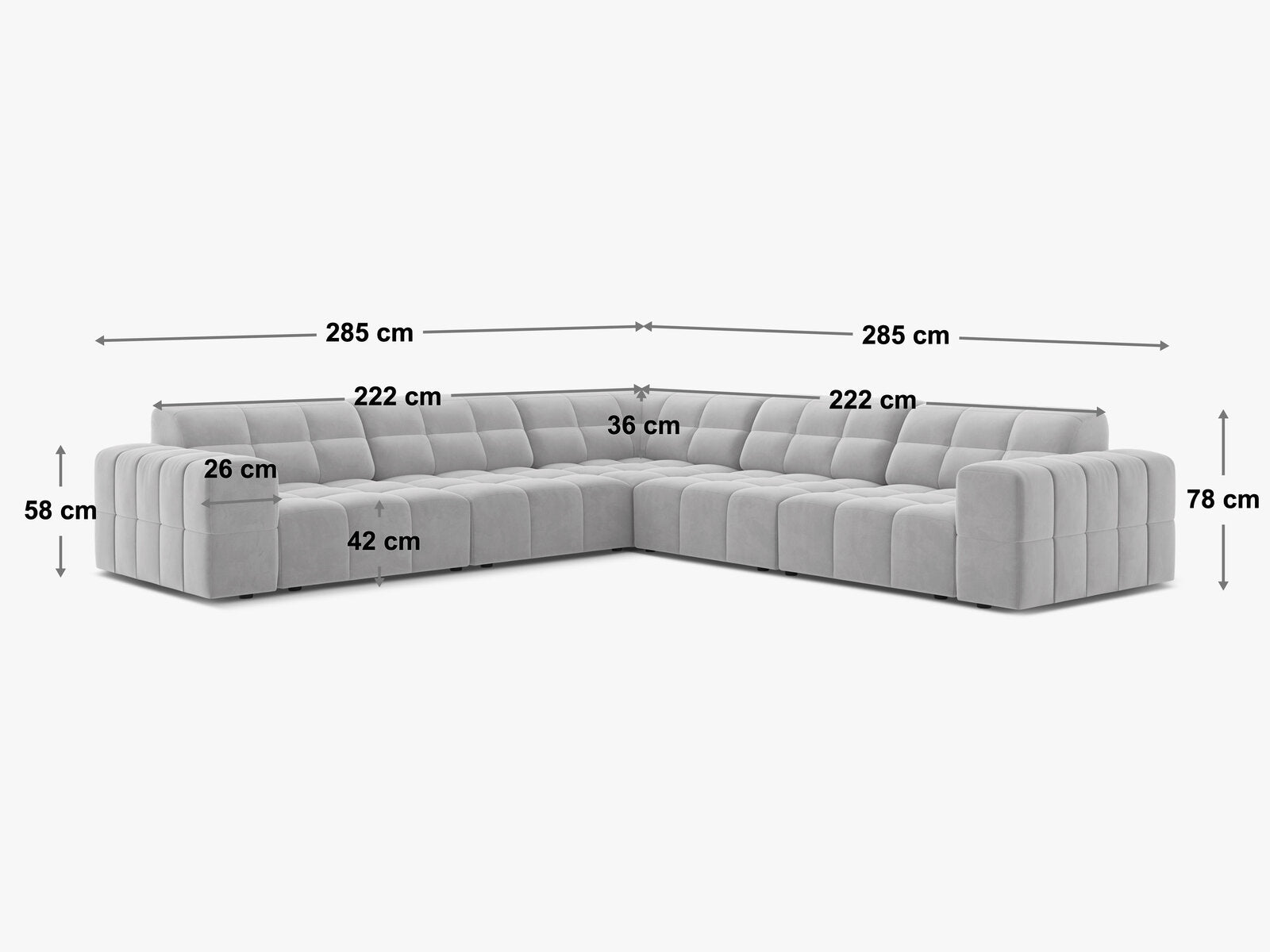Micadoni Jennifer Symmetrisches Ecksofa Samt Bluvel Helles Beige