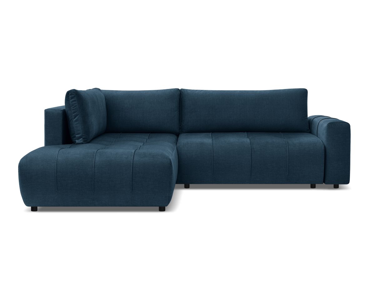 Bobochic Arsene Ecksofa mit Schlaffunktion und Bettkasten 277 × 200 cm Samt Dunkelblau Ecke links