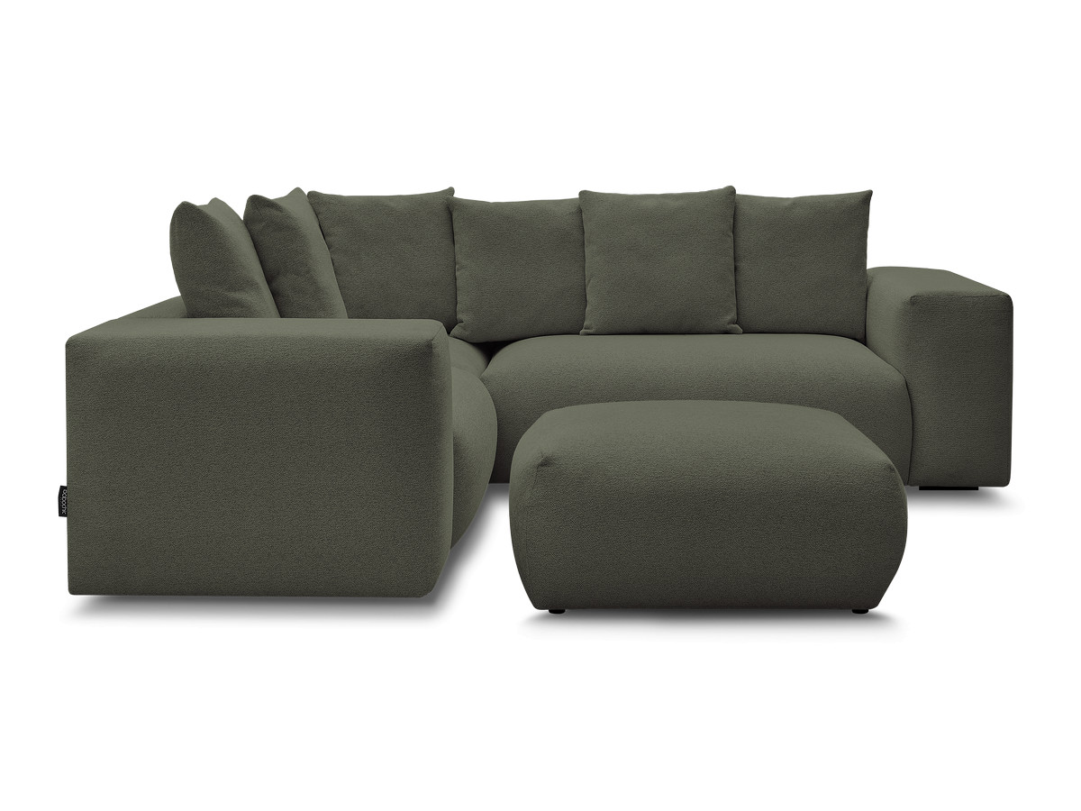 Bobochic Voltaire Ecksofa mit Pouf 268 × 214 cm Melange-Stoff Grün Ecke links