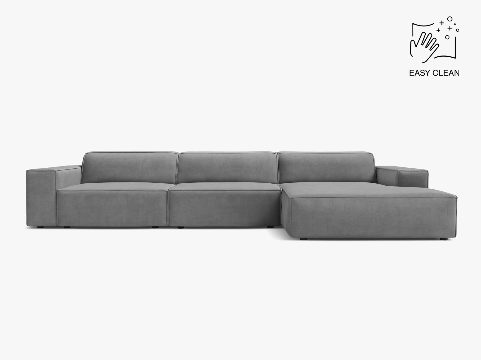 Micadoni Ecksofa Jodie 4-Sitzer Samt Venus Hellgrau Rechts