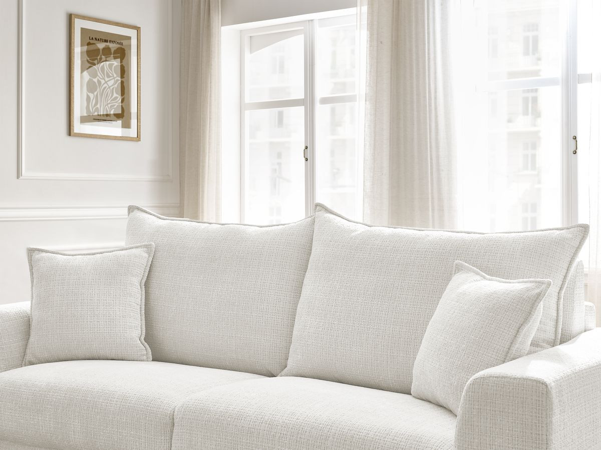 Bobochic Augustin Schlafsofa 3-Sitzer Strukturstoff Weiß, Liegefläche 140 × 200 cm
