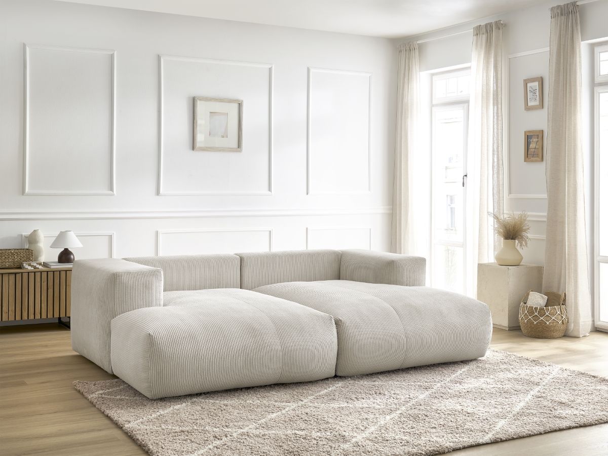 Bobochic Voltaire Sofa 4-Sitzer 248 × 170 cm Cordsamt Beige