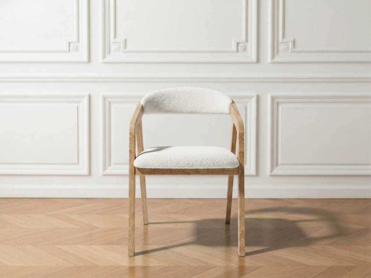 Bobochic Prisca Esszimmerstuhl 2er-Set Bouclé-Stoff Weiß
