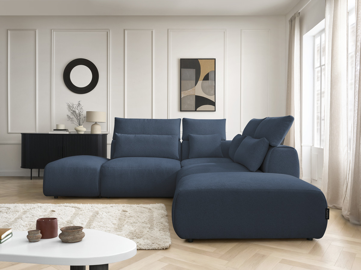Bobochic Jana Ecksofa Melange-Stoff Blau