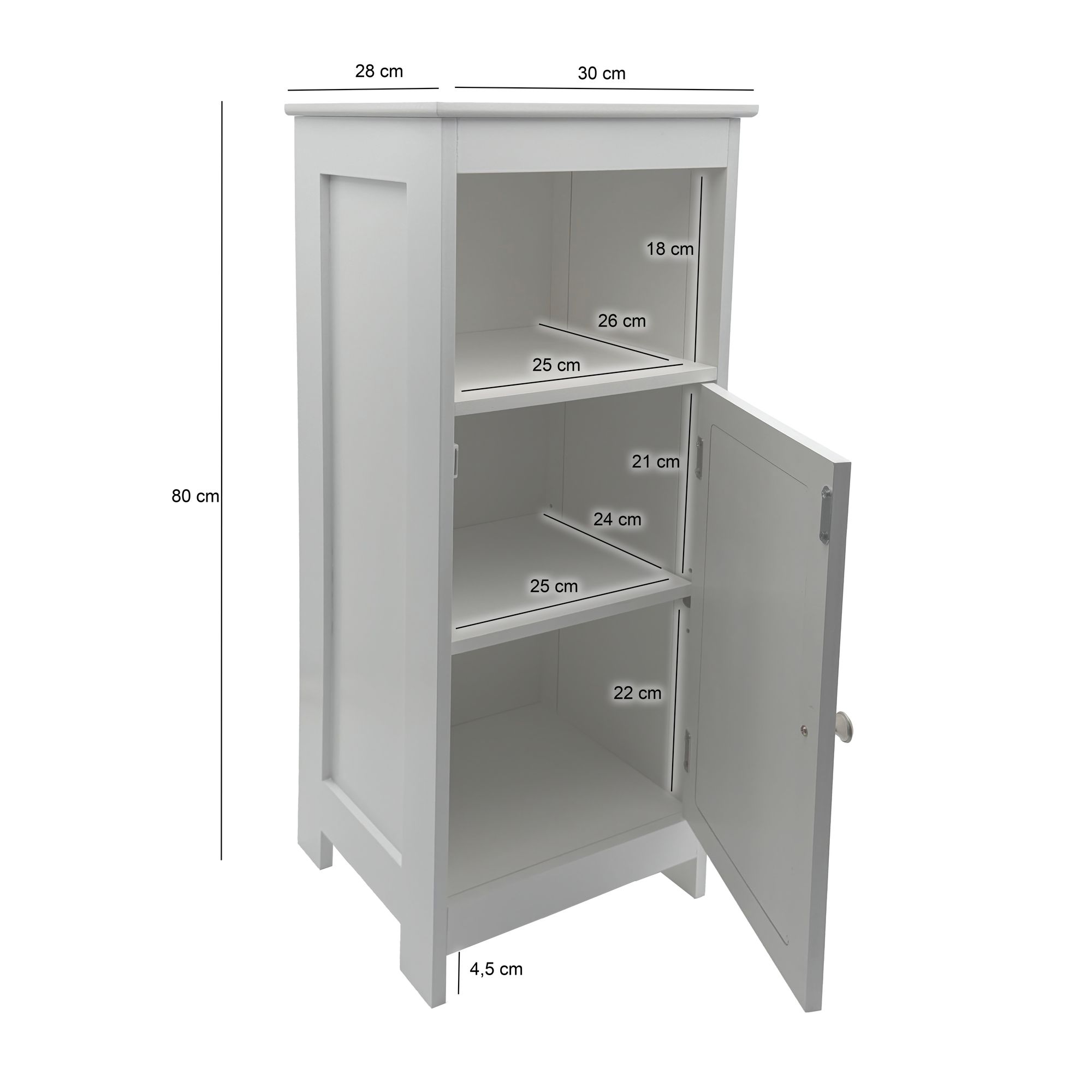 Unterschrank Trones Weiß 30 × 28 × 80 cm