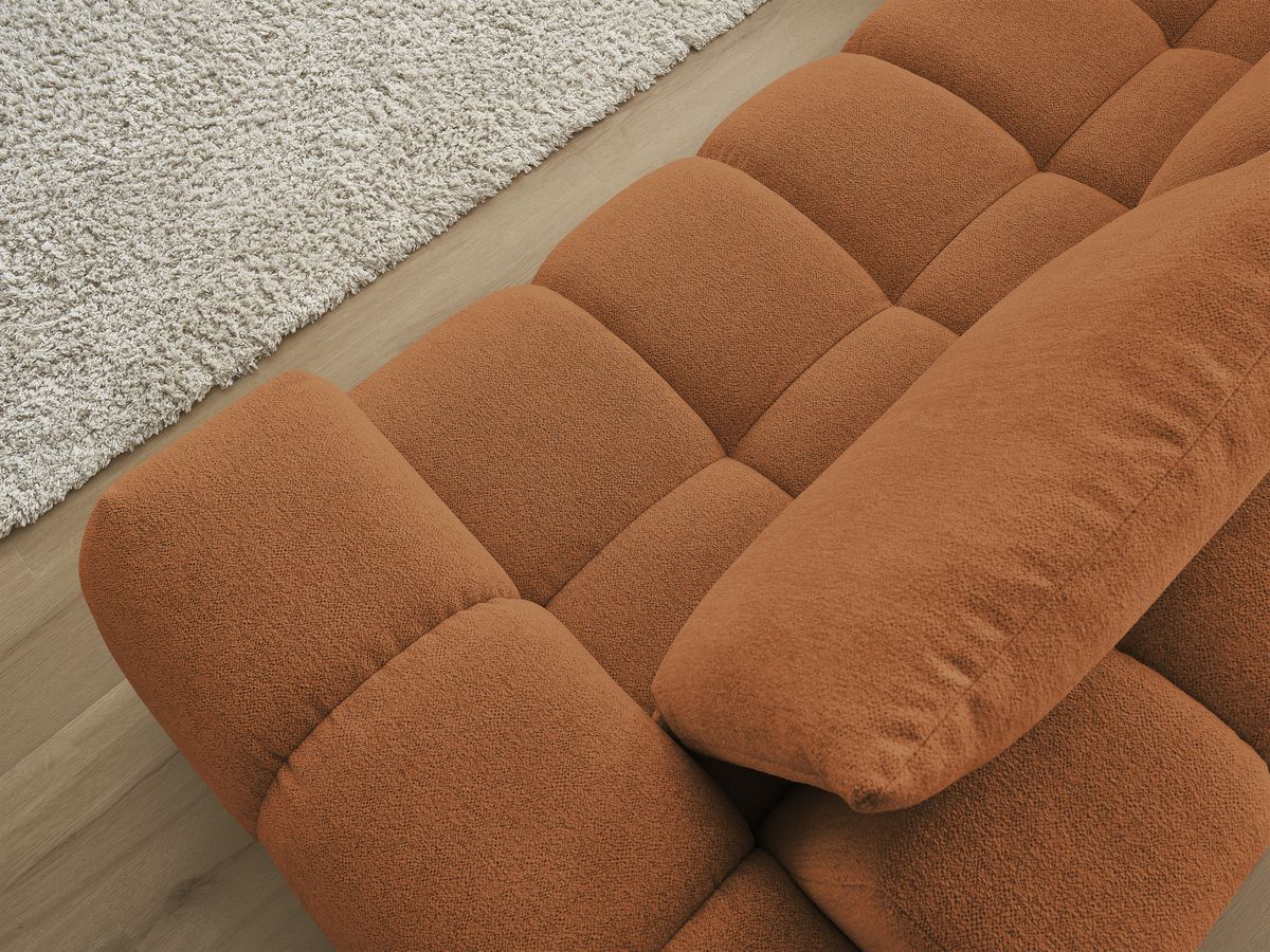 Bobochic Everest Ecksofa, 4 Kissen Melange-Stoff Orange Ecke links