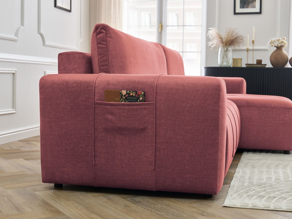 Bobochic Arsene Ecksofa mit Schlaffunktion und Bettkasten 288 × 148 cm Samt Orange