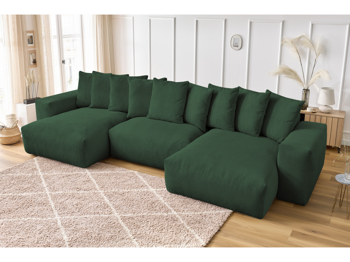 Bobochic Voltaire Wohnlandschaft 420 × 174 cm Cordsamt Grün