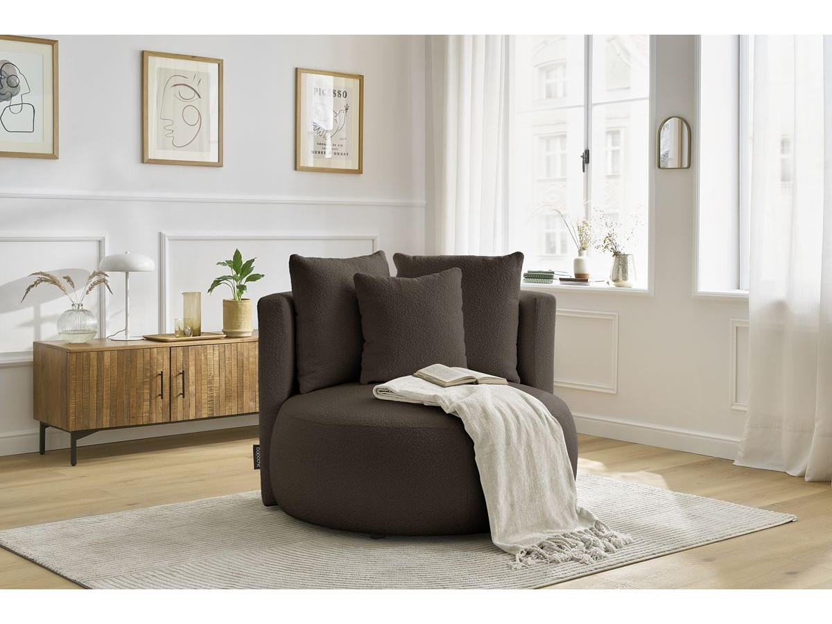 Bobochic Cesar Sessel Bouclé-Stoff Braun