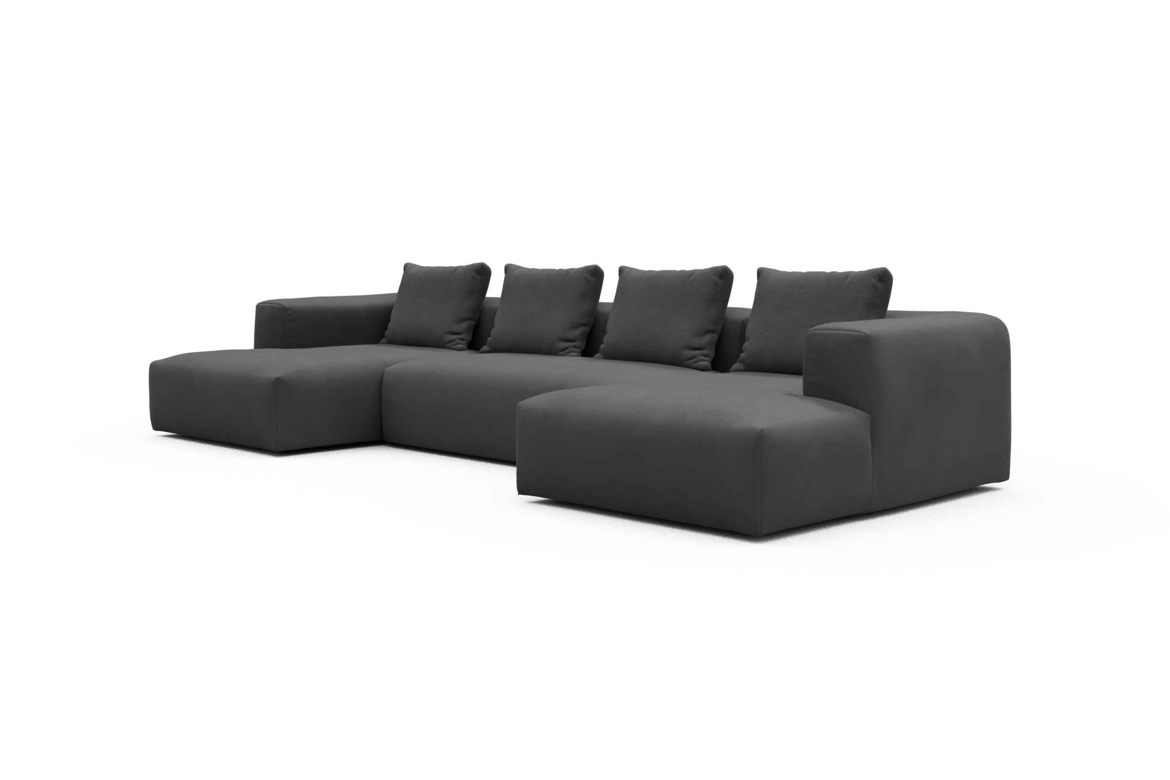 Wohnlandschaft Fred mit 2-Sitzer und Chaiselongue beidseitig Satya-Zinc
