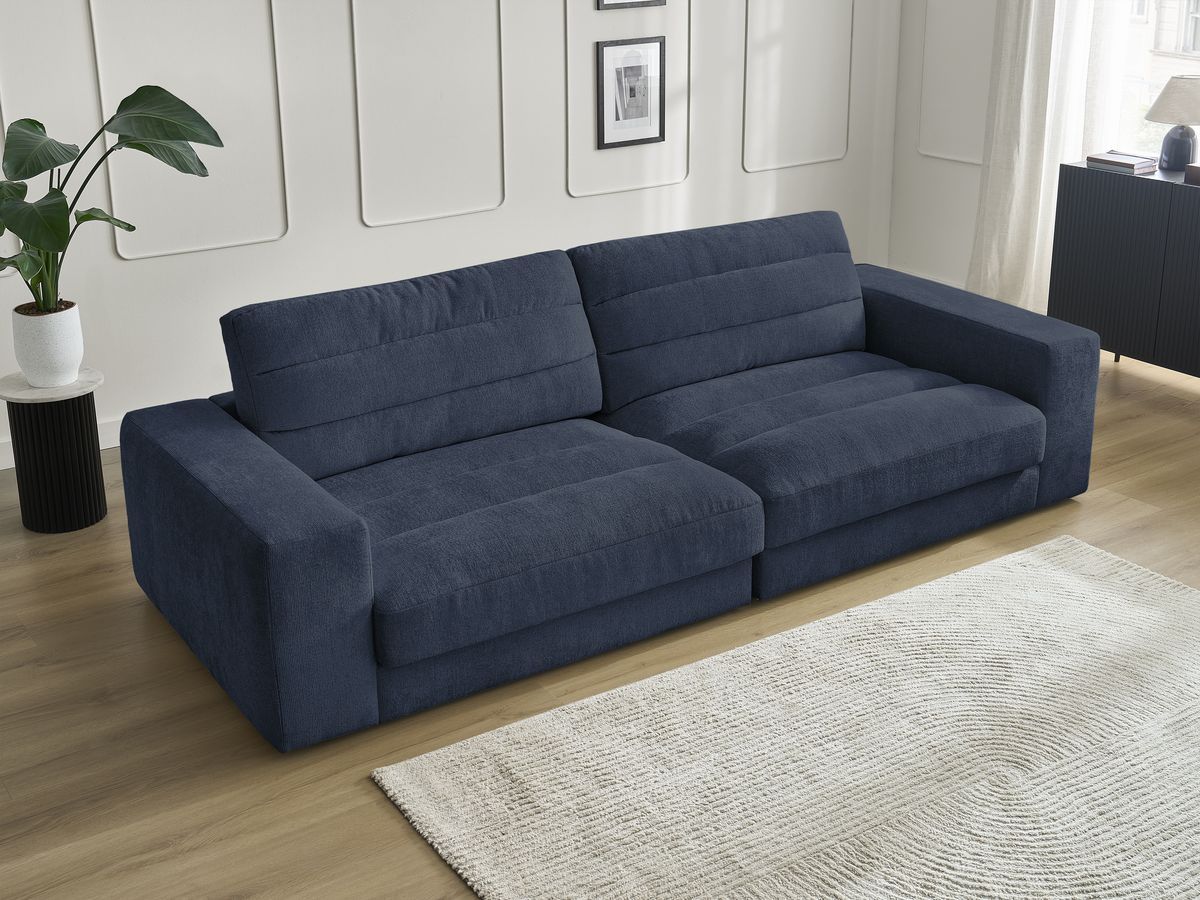 Bobochic Sierra Sofa 3-Sitzer Strukturstoff Dunkelblau