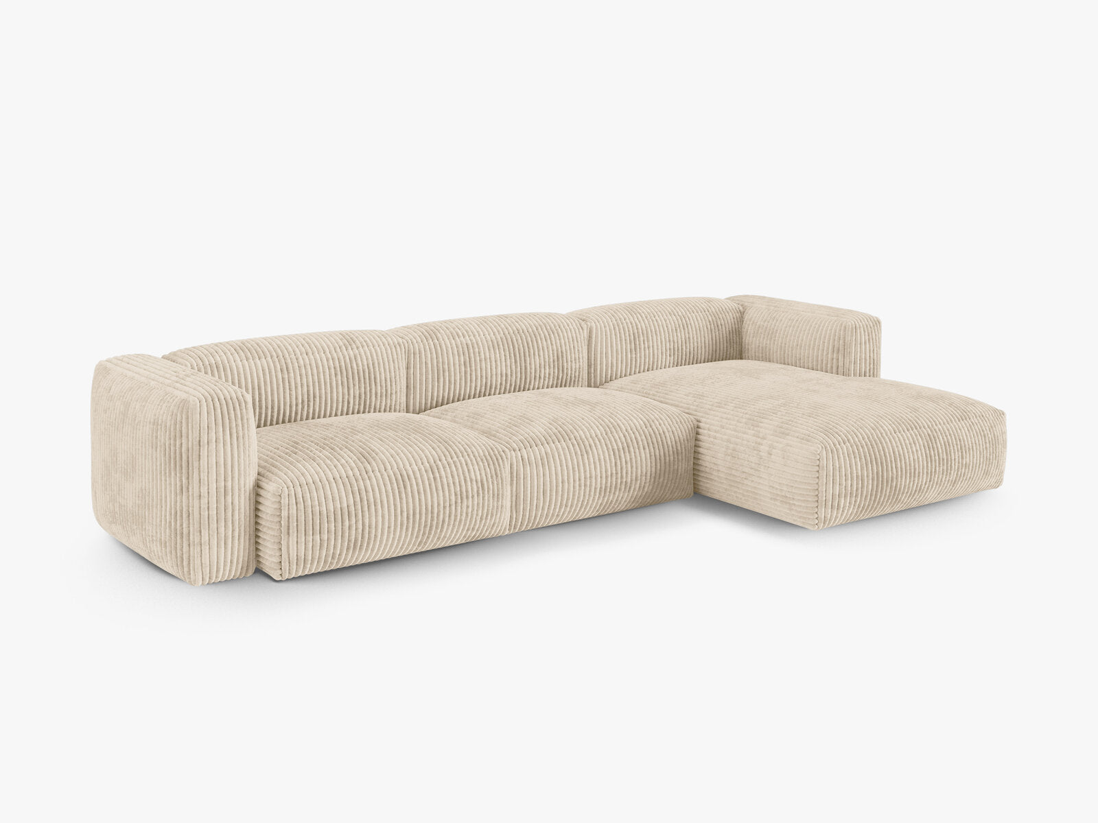 Micadoni Ecksofa Martina 3-Sitzer 90cm Sitztiefe Rechts Kord Tilia Helles Beige