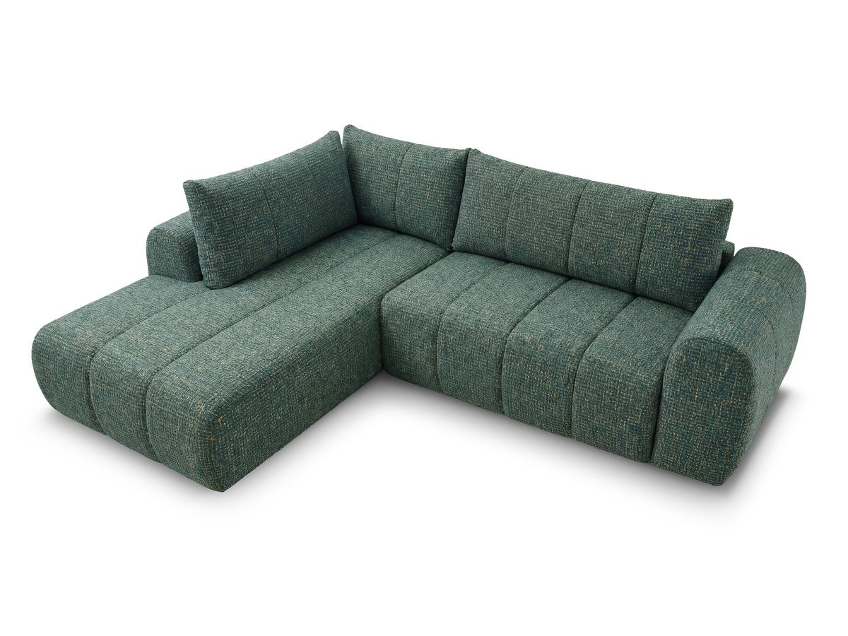 Bobochic Nesty Ecksofa in L-Form, 256 cm Melange-Stoff Dunkelgrün Ecke links