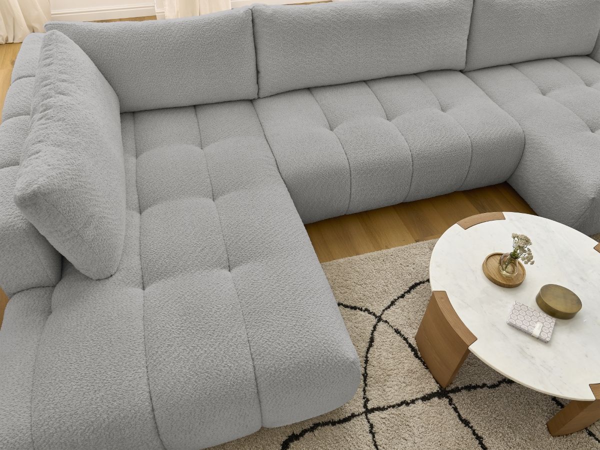 Bobochic Fuji Wohnlandschaft Bouclé-Stoff Hellgrau Ecke rechts