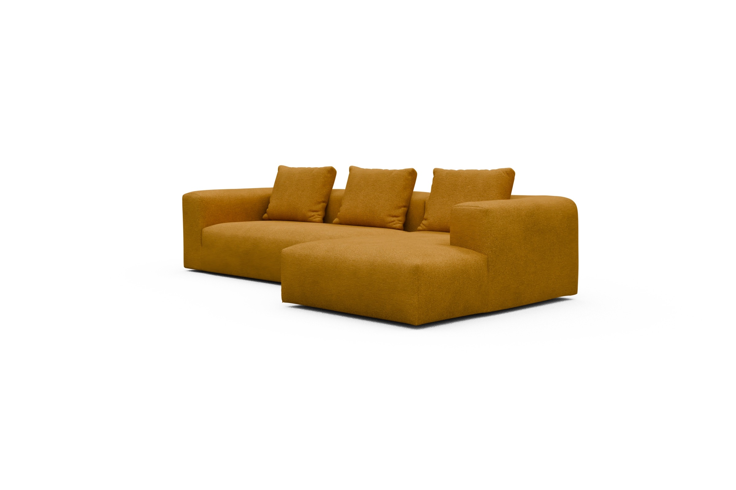 Ecksofa Fred Chaiselongue rechts mit 2,5-Sitzer Boucle-Ochre
